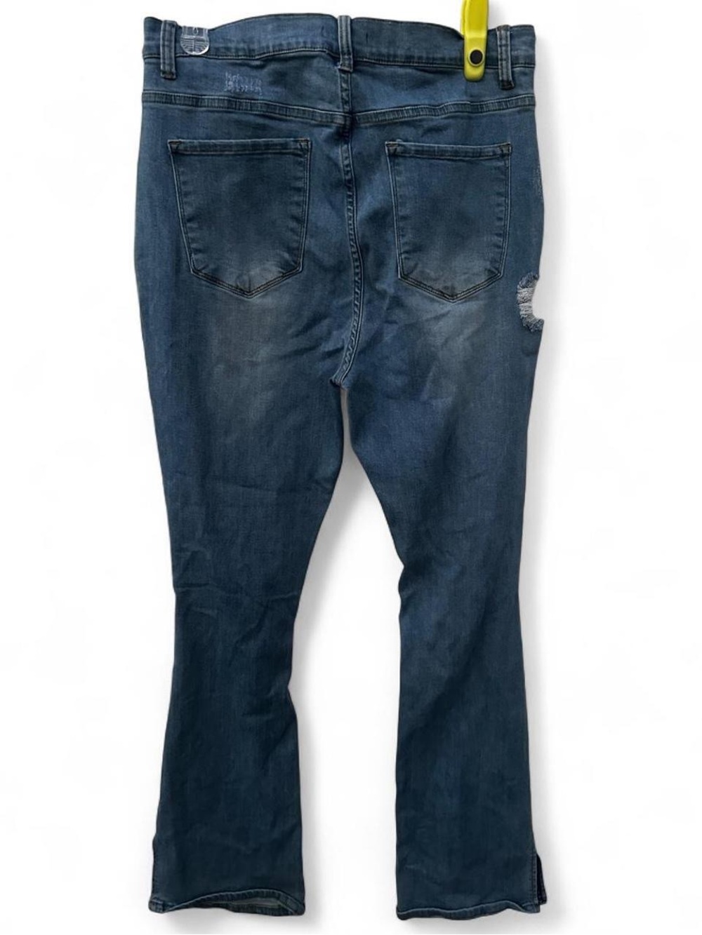 Fashion Nova Dark Blue Distressed Flare Jeans - Picture 5 of 5